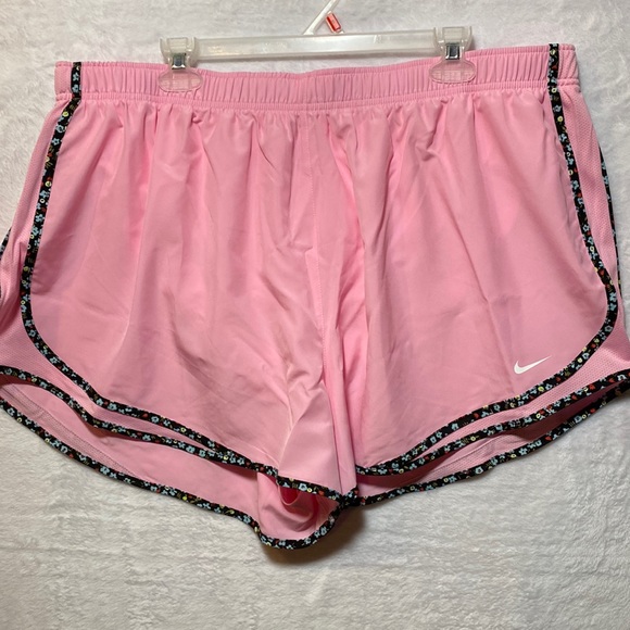 Nike Pants - NIKE Tempo Dri-Fit Running Shorts in Pink with Black Flower Trim - 2X